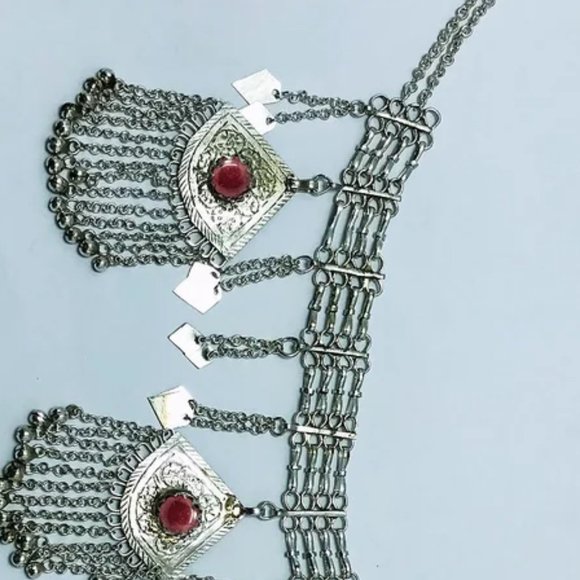 Tribal Belly Chain: Afghan Kuchi Belt with Glass Stone Pendants main image 6